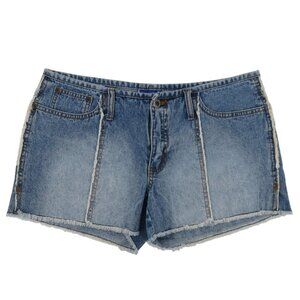 VTG North Crest Women 6 All Cotton Blue Denim Jean Shorts Raw Hem Front Seams